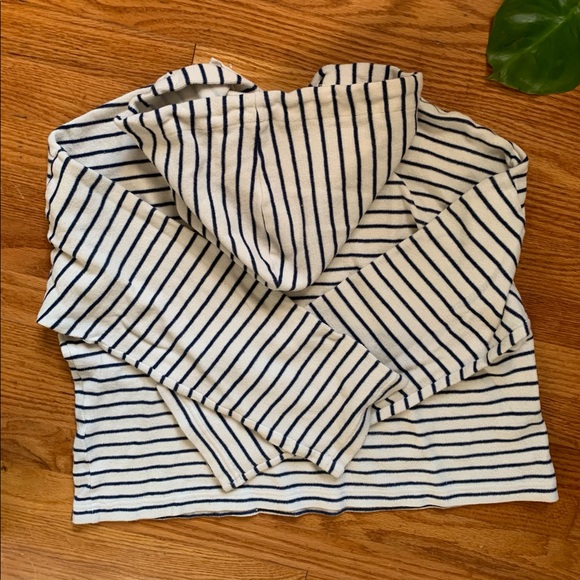 Super Soft Navy & White Striped BP hoodie - Picture 2 of 5